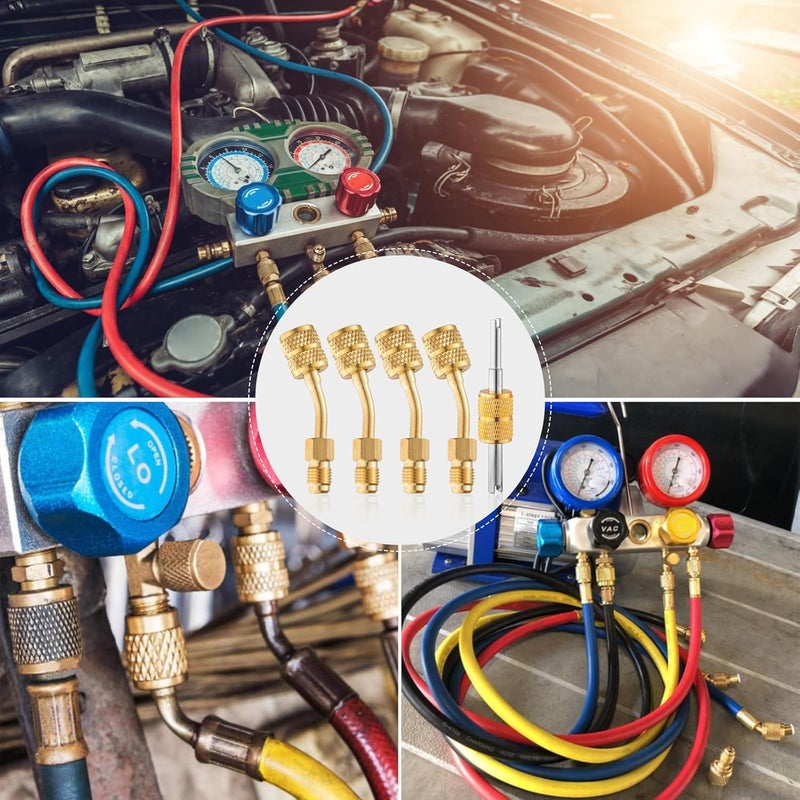 Tigbear R410A Mini Split Adapter Kit, 45 Degree R410A Swivel Adapters with 5/16" Female to 1/4" Male, Vacuum Pump Adapters for HVAC Refrigerant System - Image 4